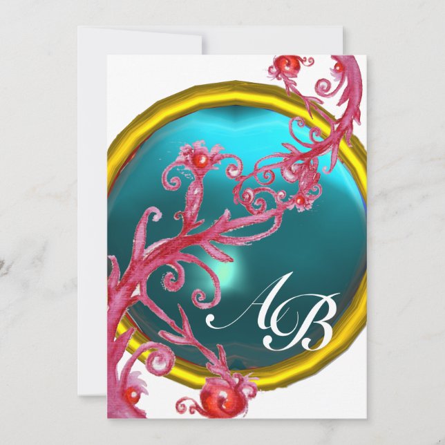 Invitación BAYAS MÁGICAS 4, AGATA roja MONOGRAMA (Anverso)