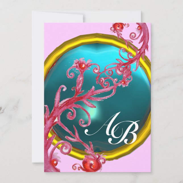 Invitación BAYAS MÁGICAS 4,ágata roja MONOGRAMA (Anverso)