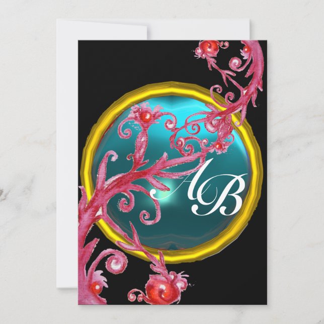 Invitación BAYAS MÁGICAS 4, AGATA roja MONOGRAMA (Anverso)