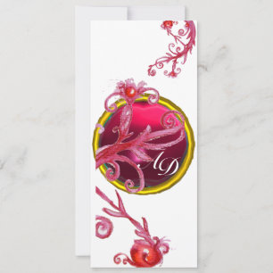 Invitación BAYAS MÁGICAS 4, MONOGRAM aquamarina azul