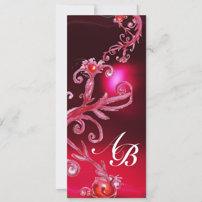 Invitación BAYAS MÁGICAS 4, MONOGRAM rojo burdeos (Anverso)