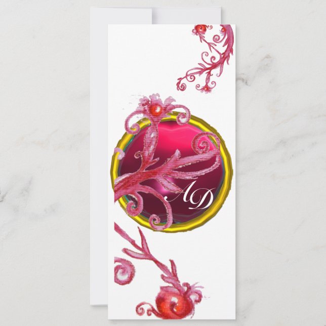 Invitación BAYAS MÁGICAS 4, MONOGRAMA azul aguamarina (Anverso)