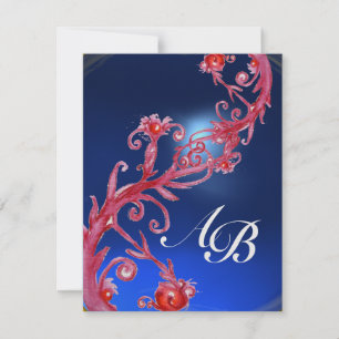 Invitación BAYAS MÁGICAS 4, MONOGRAMA rojo zafiro hielo