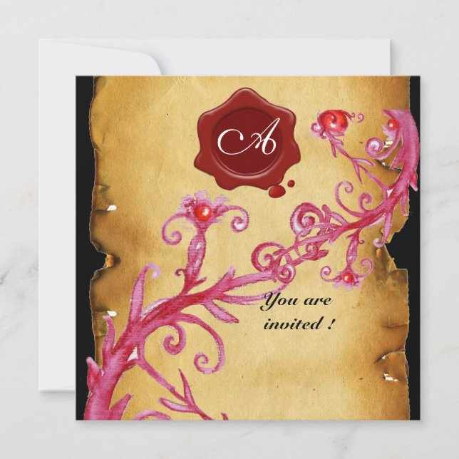 Invitación BAYAS MÁGICAS  MONOGRAMA, sello de vax (Anverso)