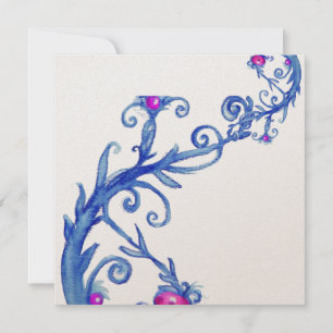 Invitación BAYAS MÁGICAS, morado metálico blanco dorado