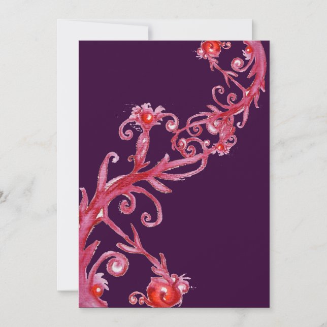 Invitación BAYAS MÁGICAS, rojo morado (Anverso)