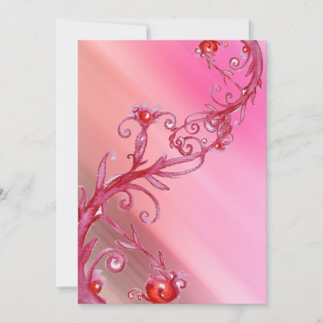 Invitación BAYAS MÁGICAS, seda roja blanca (Anverso)