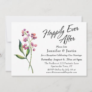Invitación Bayas y Brotes de Acuarela Felices para Siempre
