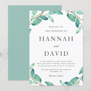 Invitación Bayou Botanicals   La vegetación en el Boda blanco