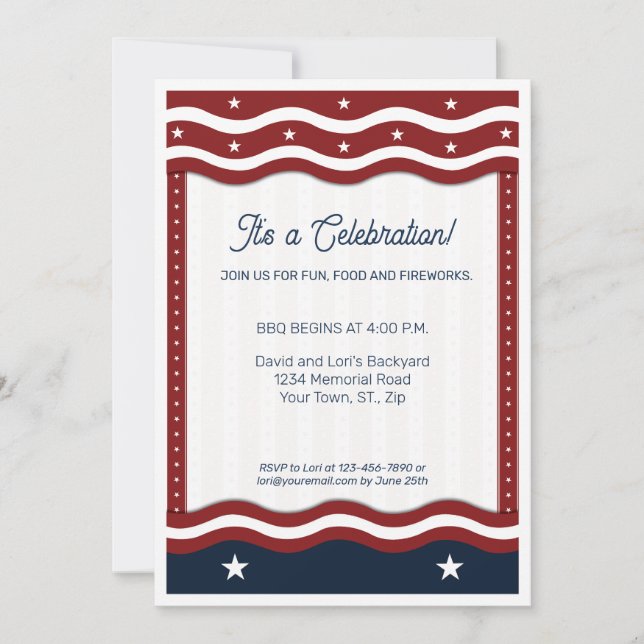 Invitación BBQ 4 de julio Fiesta (Anverso)