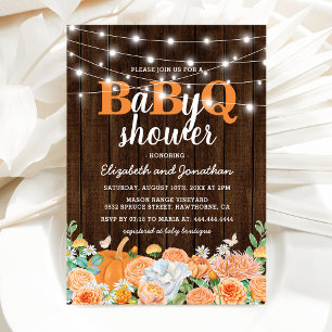 Invitación BBQ Baby Couples Shower   Parrillada BaByQ otoño