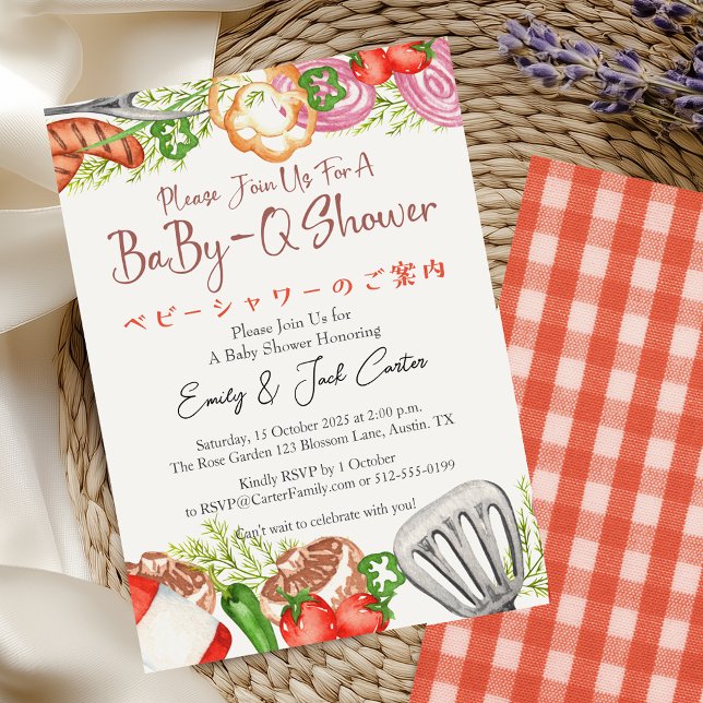Invitación BBQ Baby Shower BabyQ Comida Red Gingham Rustic (Subido por el creador)