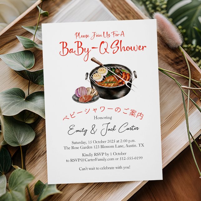 Invitación BBQ Baby Shower BabyQ Pun Red Gingham Rustic (Subido por el creador)