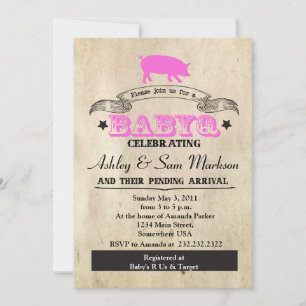 Invitación BBQ BABYQ Barbacoa ROSA