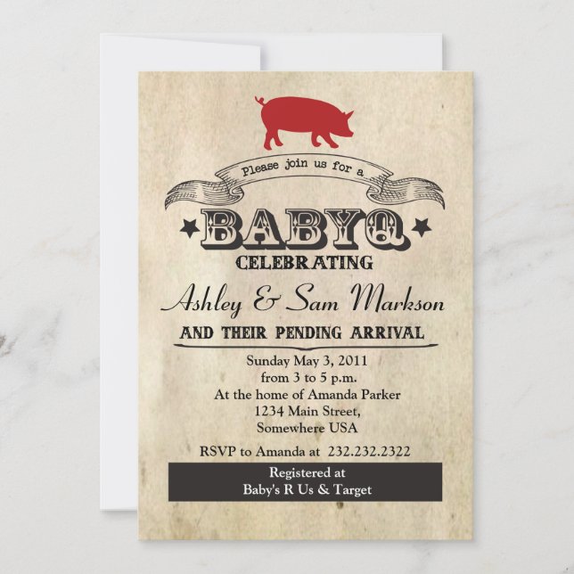 Invitación BBQ BABYQ Barbecue (Anverso)