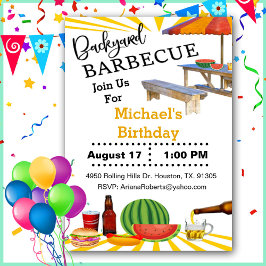 Invitación BBQ Backyard Cookday Cumpleaños