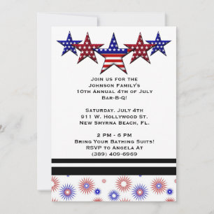 Invitación BBQ, Bar-B-Q, 4 de julio Fiesta Invitado!