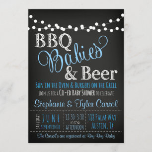 Invitación BBQ bebé y cervecería tiza Baby Shower Invitacione