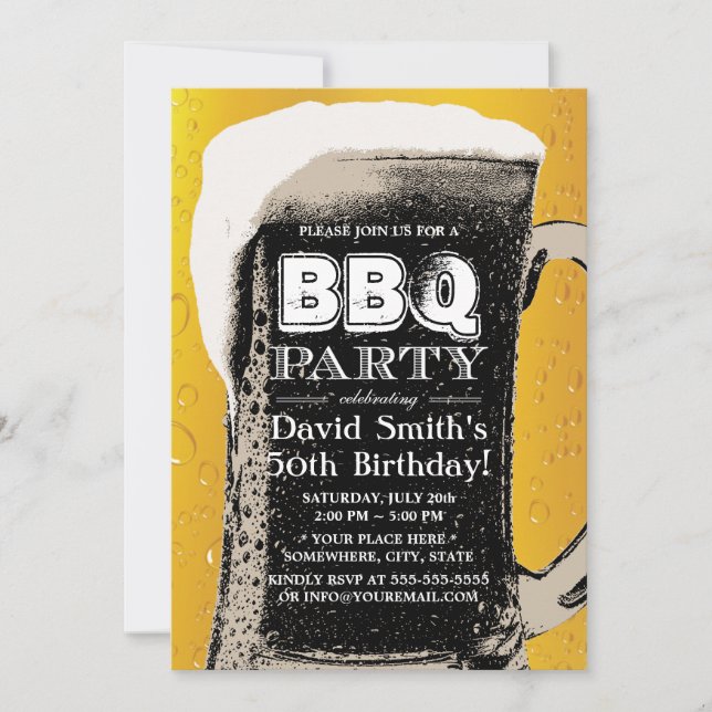 Invitación BBQ Beer 50 cumpleaños (Anverso)