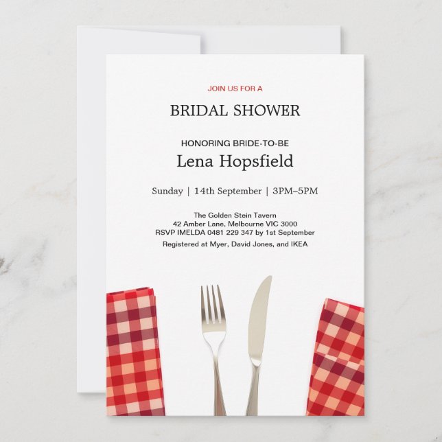 Invitación BBQ Bridal Shower Rustic Cookout Wedding Ducha (Anverso)