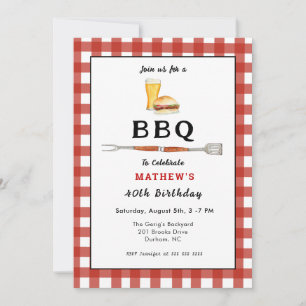 Invitación BBQ Burger & Beer Fiesta de cumpleaños para adulto