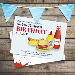 Invitación BBQ Cumpleaños Typography Summer Retro
