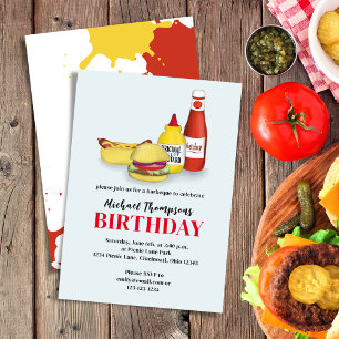 Invitación BBQ Cumpleaños Typography Summer Retro