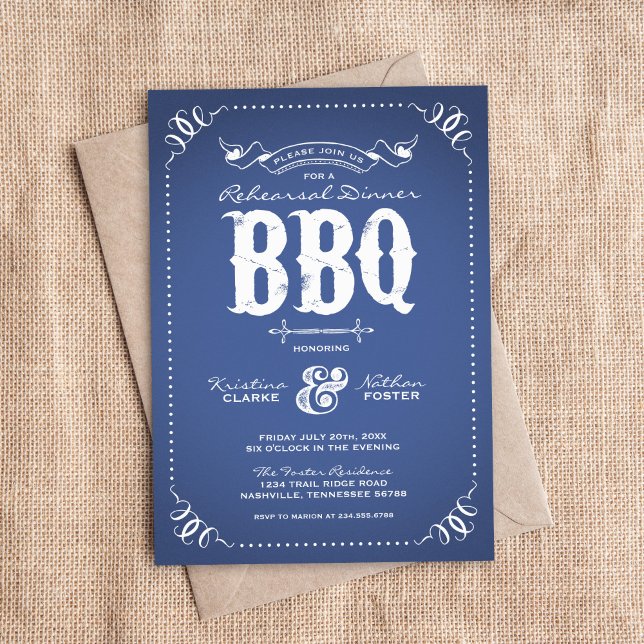 Invitación BBQ de cena de ensayo ruso azul (Subido por el creador)