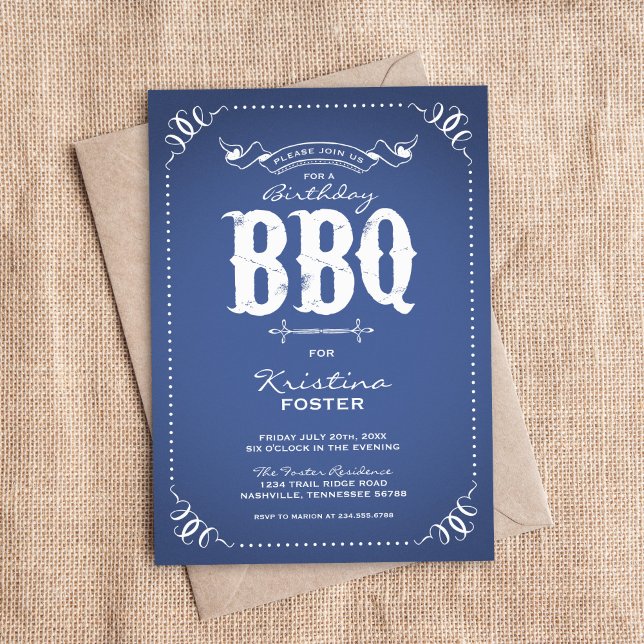 Invitación BBQ de la fiesta de cumpleaños de Blue Rusthday (Subido por el creador)