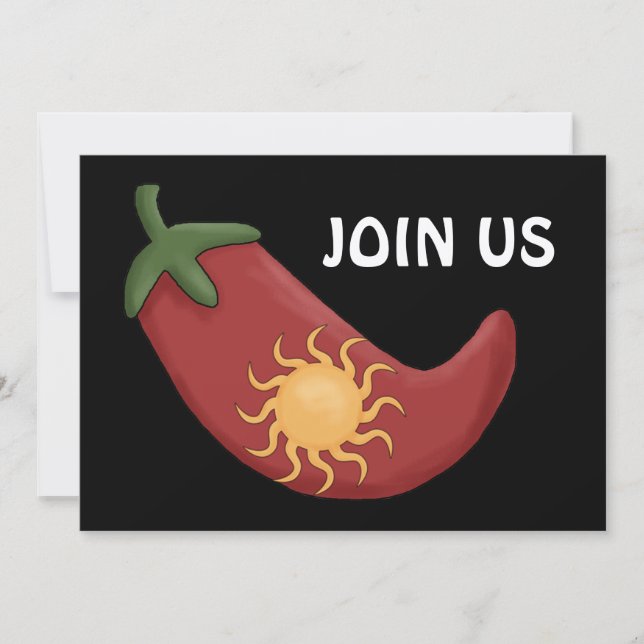 Invitación Bbq de la pimienta de chile rojo - fiesta (Anverso)