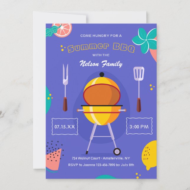 Invitación BBQ de verano (Anverso)