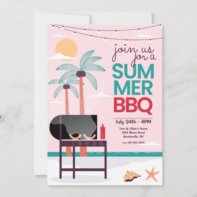 Invitación BBQ de verano (Anverso)