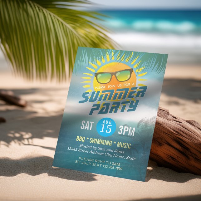 Invitación BBQ de verano / SWIMMING / fiesta de MÚSICA Invita (Subido por el creador)
