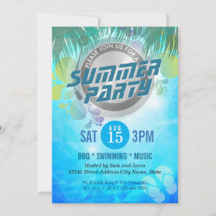 Invitación BBQ de verano / SWIMMING / fiesta de MÚSICA Invita