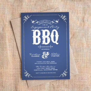 Invitación BBQ del Partido de Compromiso Rústico Azul