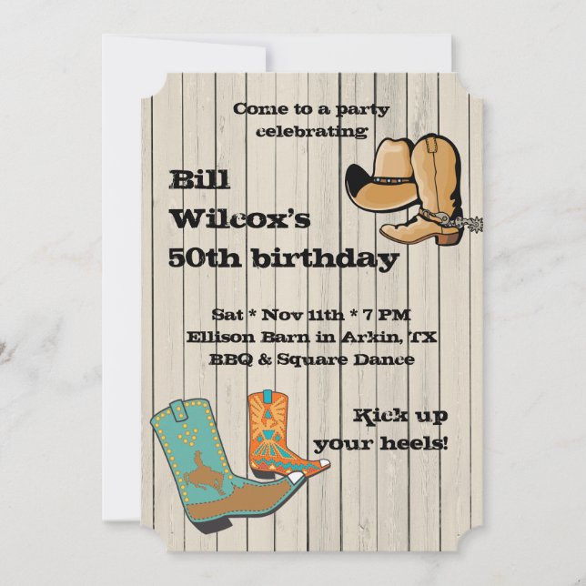 Invitación Bbq del vaquero y fiesta cuadrado de Dancce (Anverso)