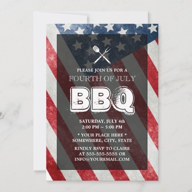 Invitación BBQ Fiesta anual del 4 de julio (Anverso)