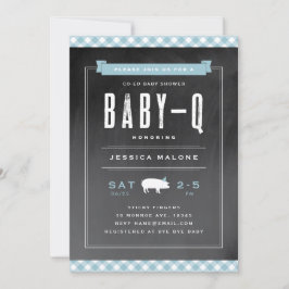 Invitación BBQ Gingham ducha de bebé co-ed