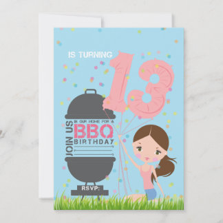 Invitación BBQ Girl 13th Birthday Invitation