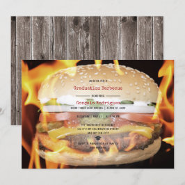 Invitación BBQ Graduación Party High School Boy Casual Rustic