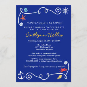 Invitación Bbq náutico del cumpleaños de la playa (elija el