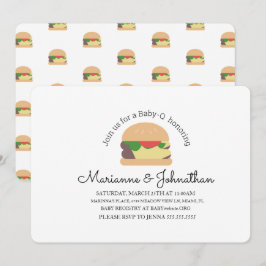 Invitación BBQ para el baby shower minimalista de hamburguesa