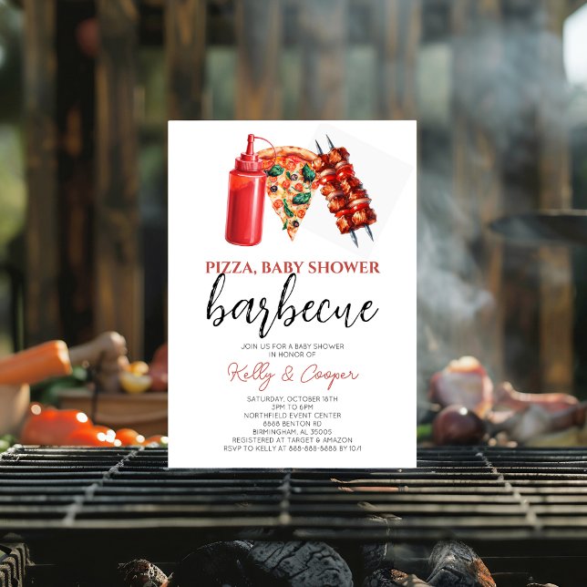 Invitación BBQ Pizza género ducha de bebé natural (Subido por el creador)