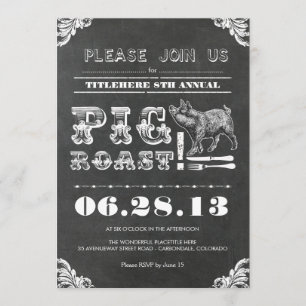 INVITACIÓN BBQ - RÚSTICO DE PIG ROAST CHALKBOARD ANUAL
