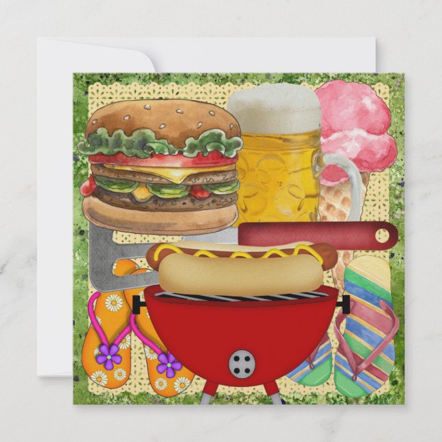 Invitación BBQ y Cerveza - 4 de julio! SRF (Anverso)