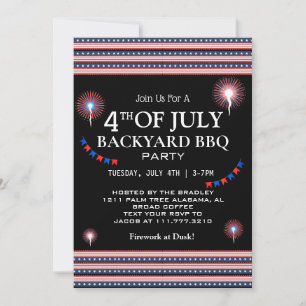 Invitación BBQ y fuegos artificiales 4 de julio Fiesta del Dí