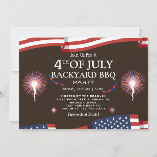 Invitación BBQ y fuegos artificiales 4 de julio Fiesta del Dí