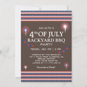 Invitación BBQ y fuegos artificiales 4 de julio Fiesta del Dí