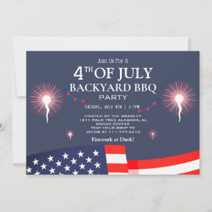 Invitación BBQ y fuegos artificiales 4 de julio Fiesta del Dí