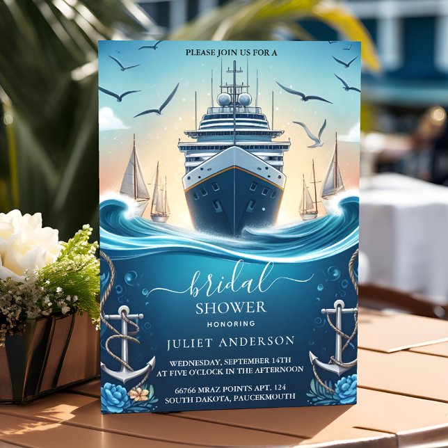 Invitación Be Knot Bote Navy Blue Nautical Bridal Shower (Subido por el creador)